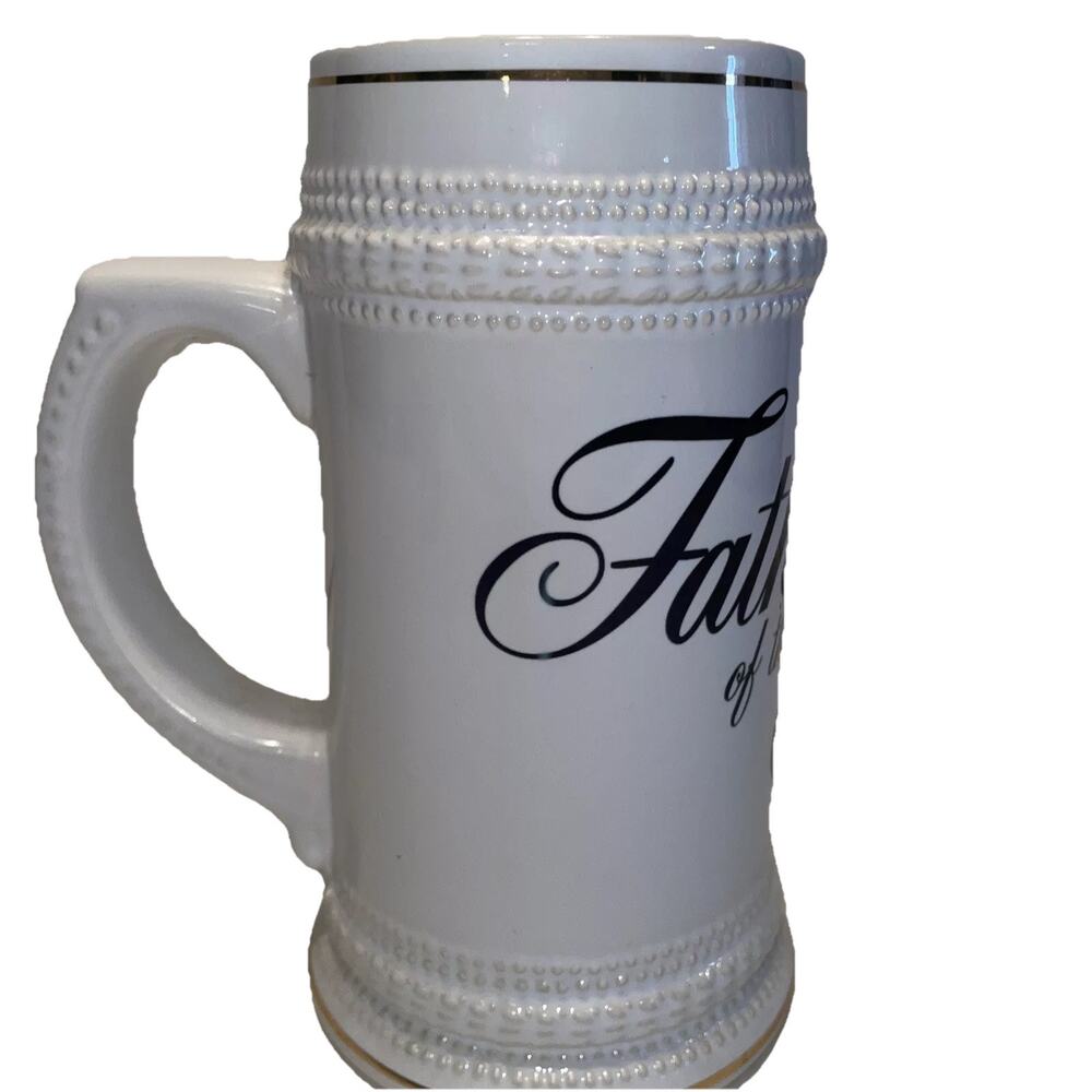 Father of the Bride White Beer Mug Stein 6.75" Orca Coatings